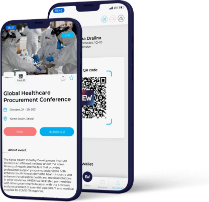 EventsWallet app on smartphones